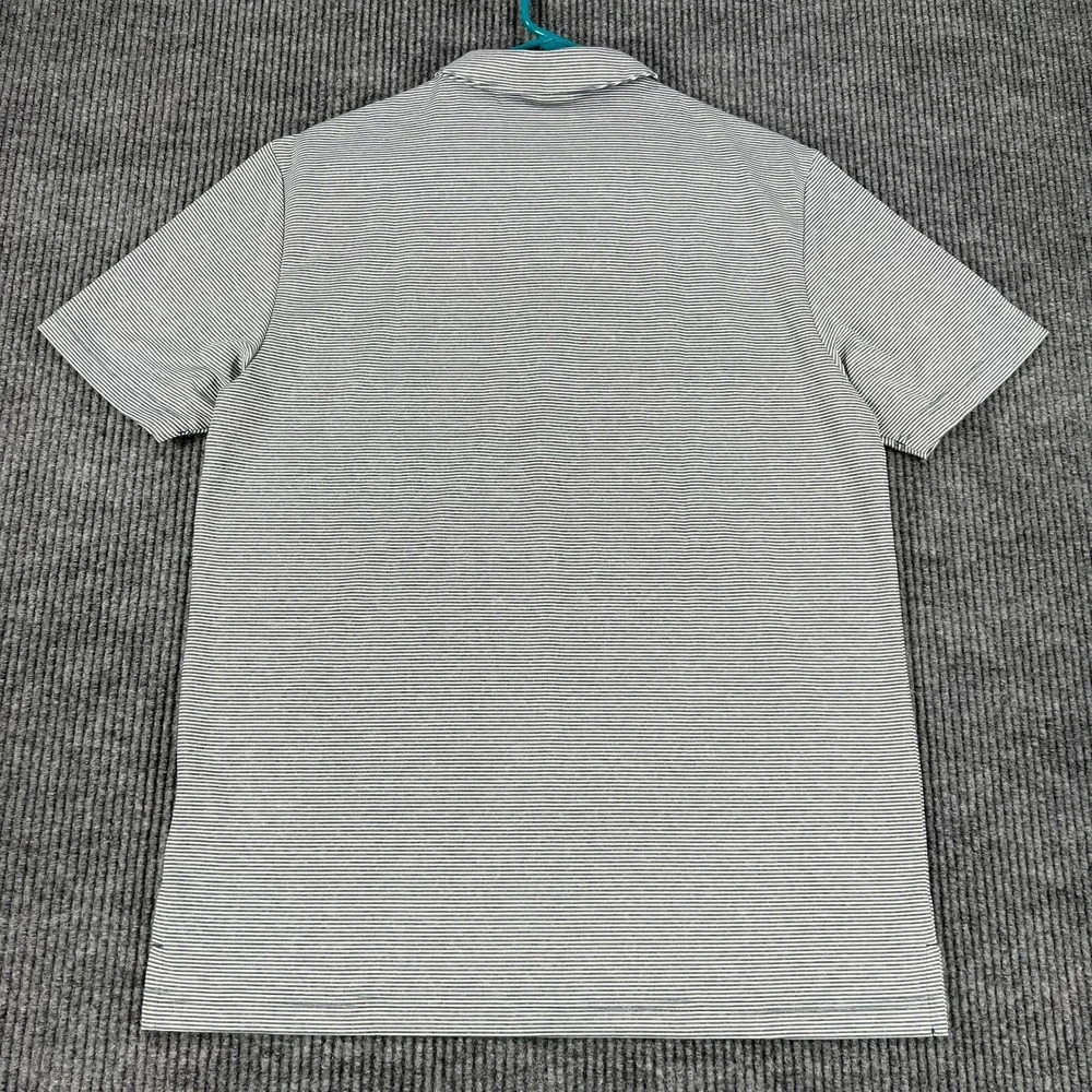 Adidas Shirt Polo Mens Medium Gray Striped Short Sleeve Golf Outdoor Casual
